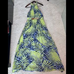 Long vibrant dress by Marciano.